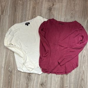 White and Pink Sweaters with Shoulder cutouts - Express!